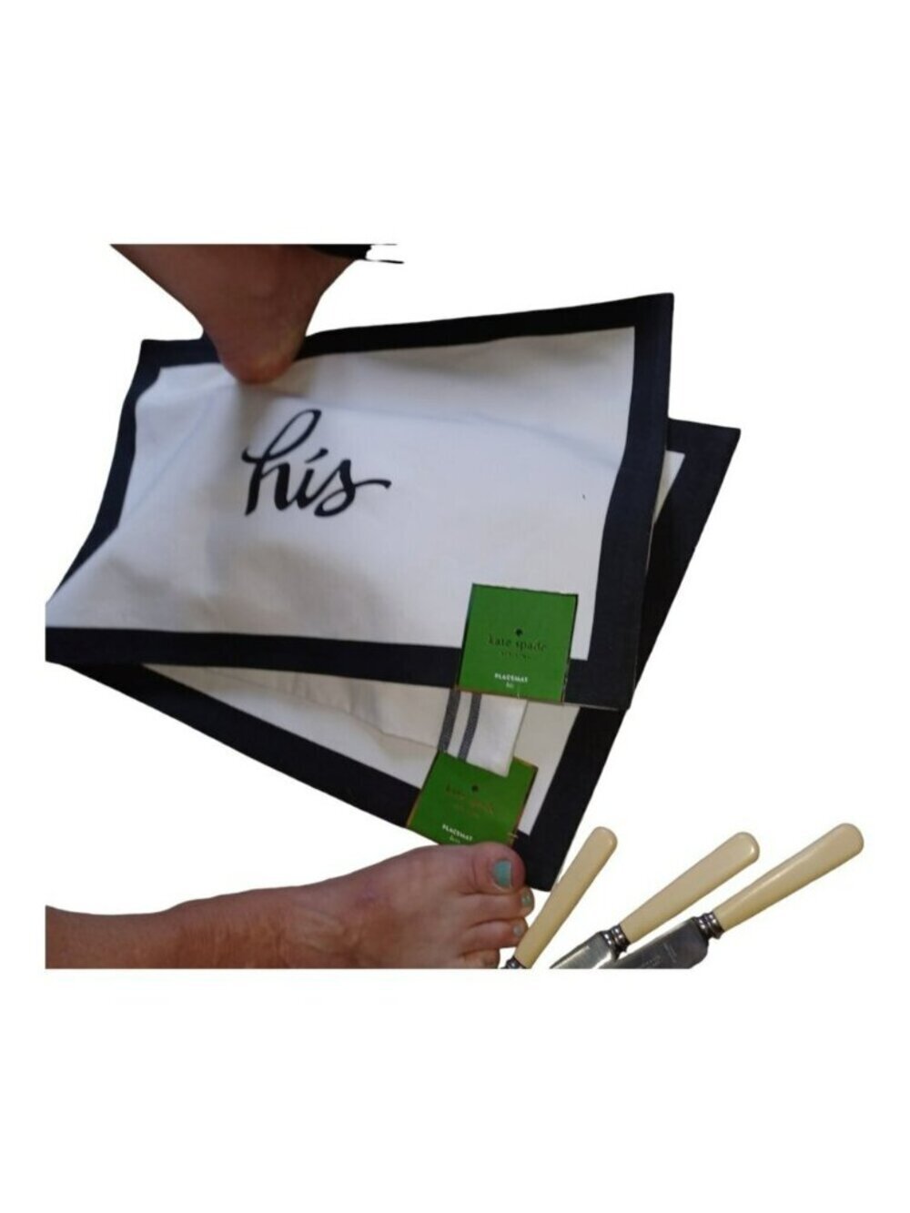 Kate Spade his and hers placemat w oven mit(hers) and drying towel(his)